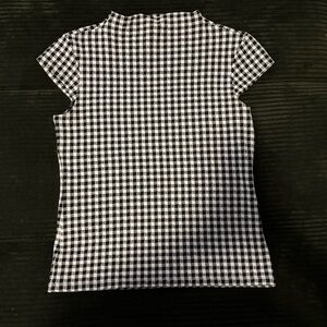 Ann Taylor Black and White Checkered Short Sleeve Tee